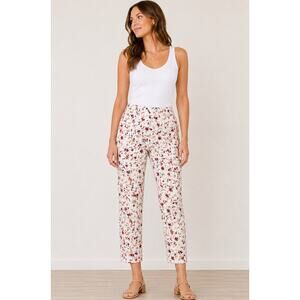 Chico’s Bridgette Floret Flow Slim Ankle Pant Ecru Pink Size 14 Regular